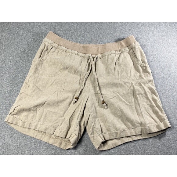 Per Se Linen Shorts Women’s Size 14 Brown - Picture 1 of 3